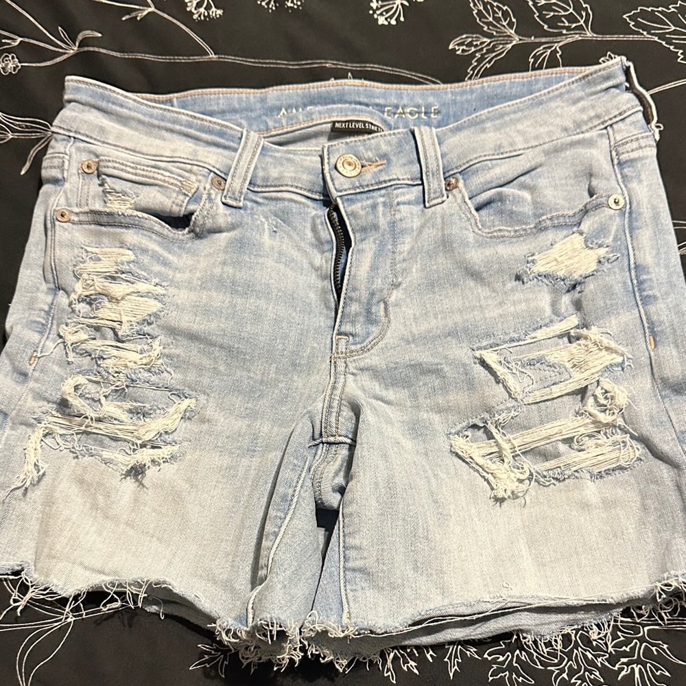 American Eagle Outfitters Light Wash Distressed Denim Cutoff Shorts